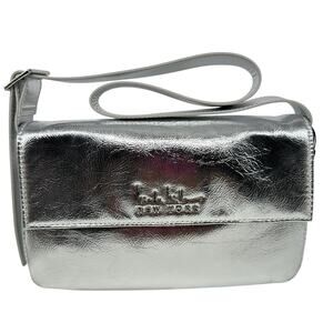 NICOLE MILLER Vegan Leather Metallic Silver Evening Bag Purse Handbag NWT $60